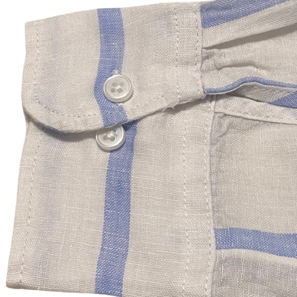 H&M Ladies Linen Blue and White Striped Shirt sz M - Picture 7 of 9